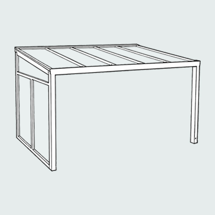 Aluminium overkapping zonder glas